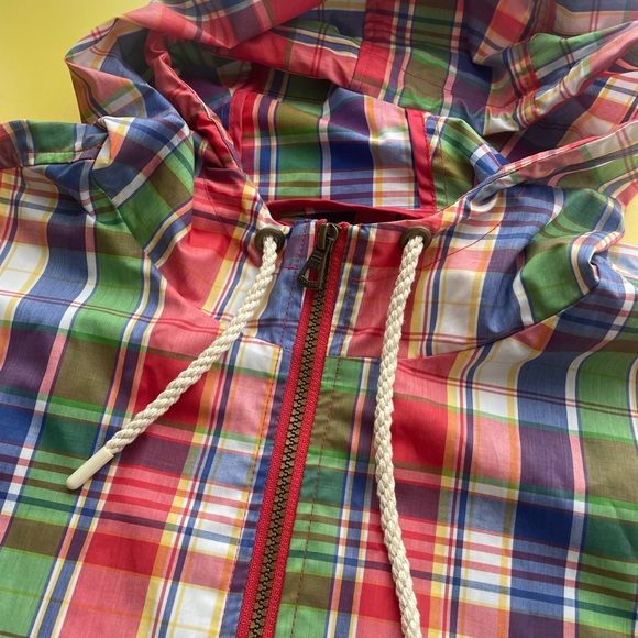 Colorful Plaid Hooded Raincoat Weatherproof Vintage brand XL - Picture 10 of 11